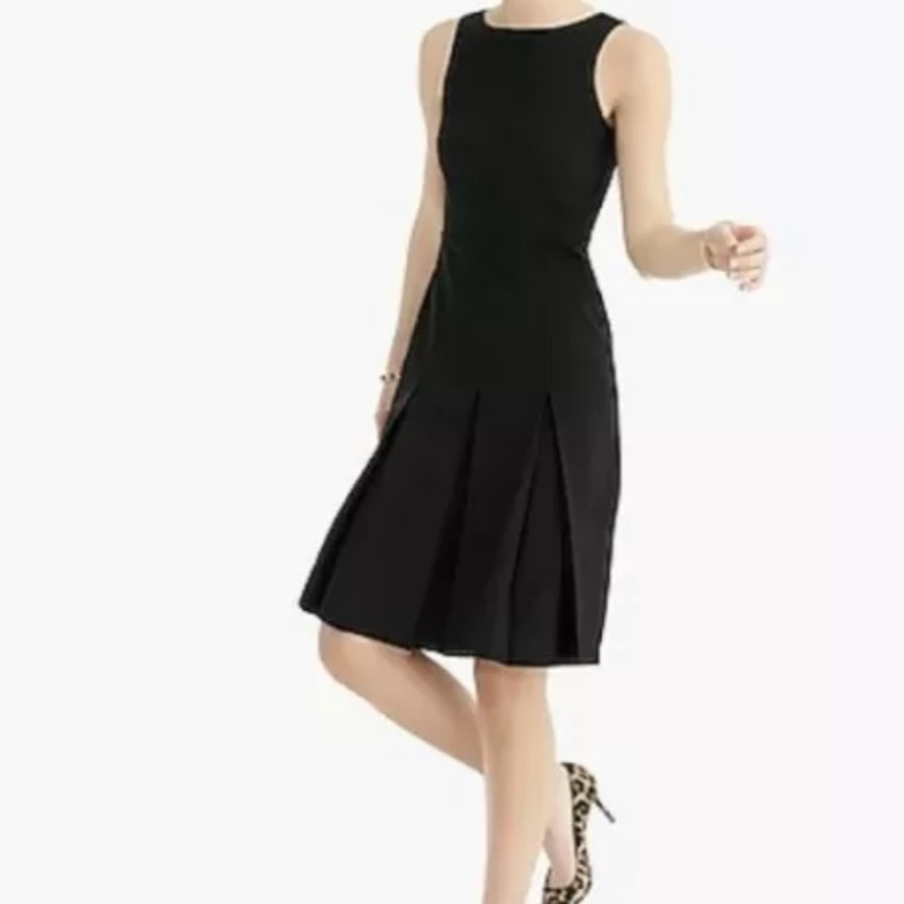 NWOT J. Crew Sleeveless Pleated A Line Dress Two Way Stretch Wool 00P